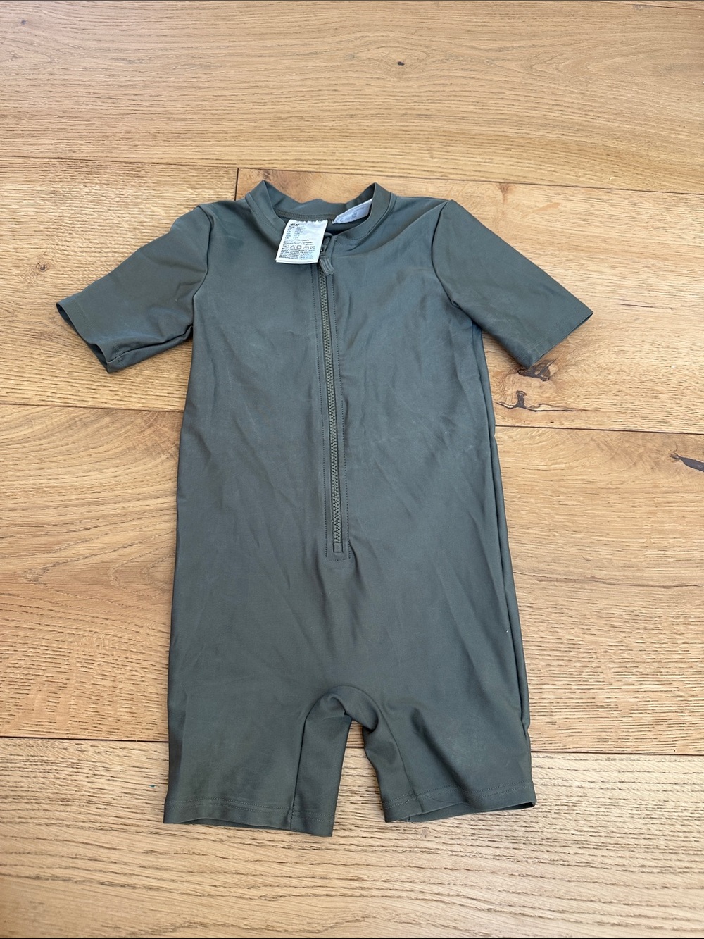 H&M Kids Short-Sleeve Rashguard One-Piece in Olive Green